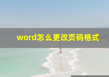 word怎么更改页码格式