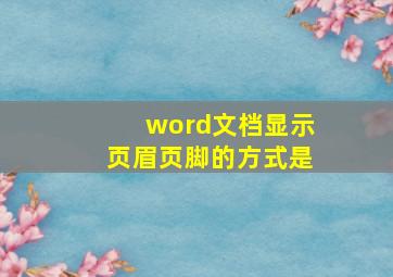 word文档显示页眉页脚的方式是