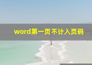 word第一页不计入页码