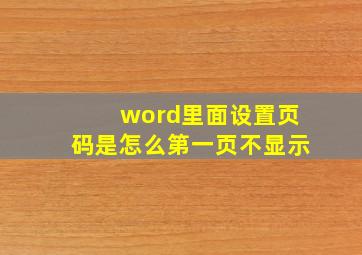 word里面设置页码是怎么第一页不显示