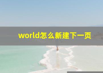 world怎么新建下一页