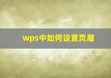 wps中如何设置页眉