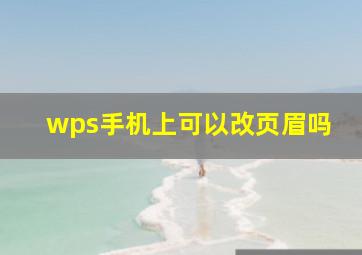 wps手机上可以改页眉吗