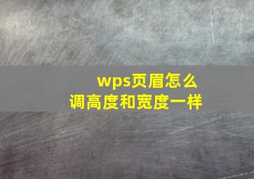 wps页眉怎么调高度和宽度一样