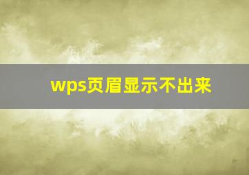 wps页眉显示不出来