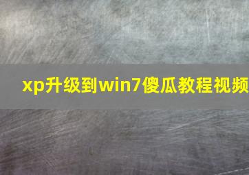 xp升级到win7傻瓜教程视频