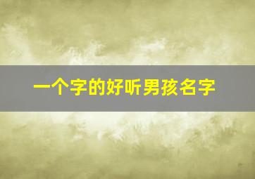 一个字的好听男孩名字