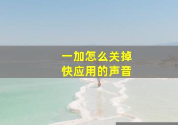 一加怎么关掉快应用的声音