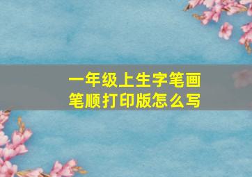 一年级上生字笔画笔顺打印版怎么写