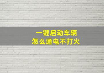 一键启动车辆怎么通电不打火