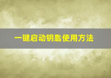 一键启动钥匙使用方法