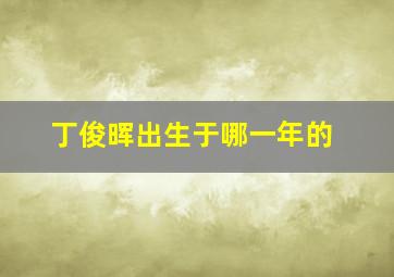 丁俊晖出生于哪一年的