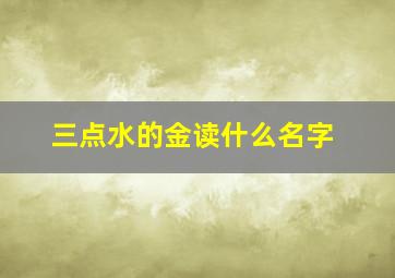 三点水的金读什么名字