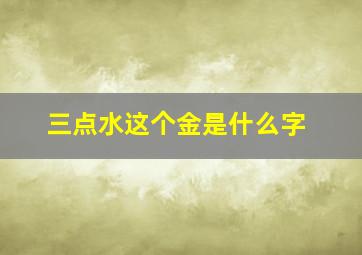 三点水这个金是什么字