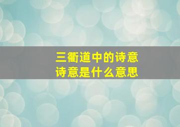 三衢道中的诗意诗意是什么意思