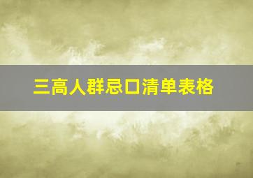 三高人群忌口清单表格