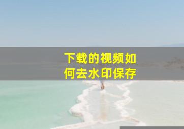 下载的视频如何去水印保存