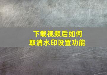 下载视频后如何取消水印设置功能