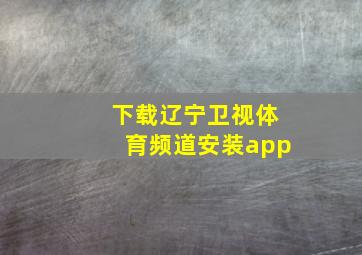 下载辽宁卫视体育频道安装app