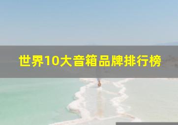 世界10大音箱品牌排行榜