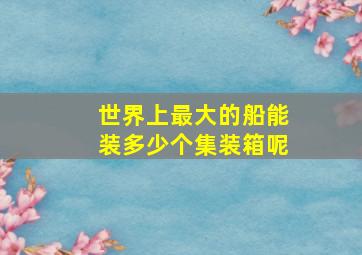 世界上最大的船能装多少个集装箱呢