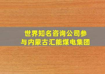 世界知名咨询公司参与内蒙古汇能煤电集团