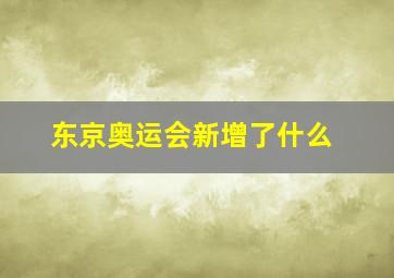 东京奥运会新增了什么