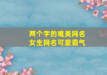 两个字的唯美网名女生网名可爱霸气