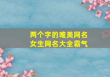 两个字的唯美网名女生网名大全霸气