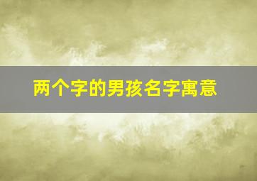 两个字的男孩名字寓意