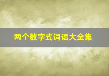 两个数字式词语大全集