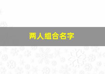 两人组合名字