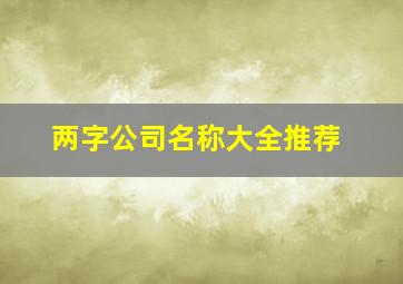 两字公司名称大全推荐