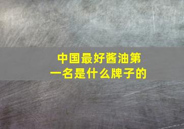 中国最好酱油第一名是什么牌子的