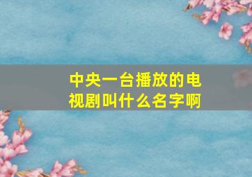 中央一台播放的电视剧叫什么名字啊