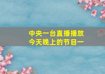 中央一台直播播放今天晚上的节目一