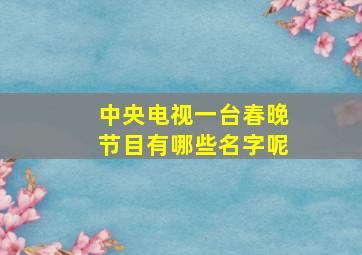 中央电视一台春晚节目有哪些名字呢