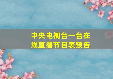 中央电视台一台在线直播节目表预告