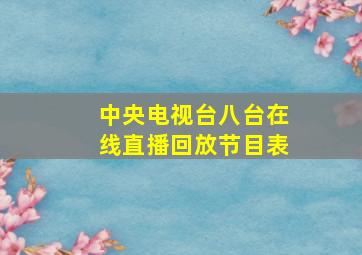 中央电视台八台在线直播回放节目表