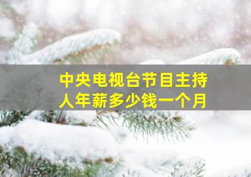 中央电视台节目主持人年薪多少钱一个月