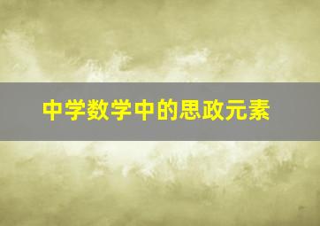 中学数学中的思政元素