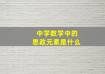 中学数学中的思政元素是什么