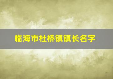 临海市杜桥镇镇长名字