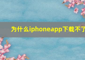 为什么iphoneapp下载不了