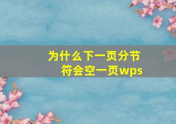 为什么下一页分节符会空一页wps