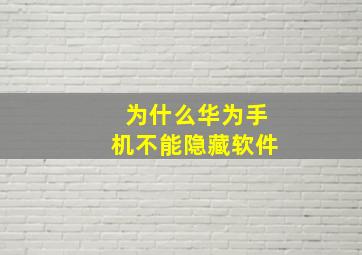 为什么华为手机不能隐藏软件