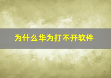 为什么华为打不开软件