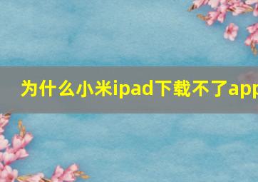 为什么小米ipad下载不了app