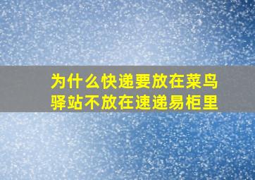 为什么快递要放在菜鸟驿站不放在速递易柜里