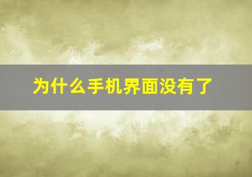 为什么手机界面没有了